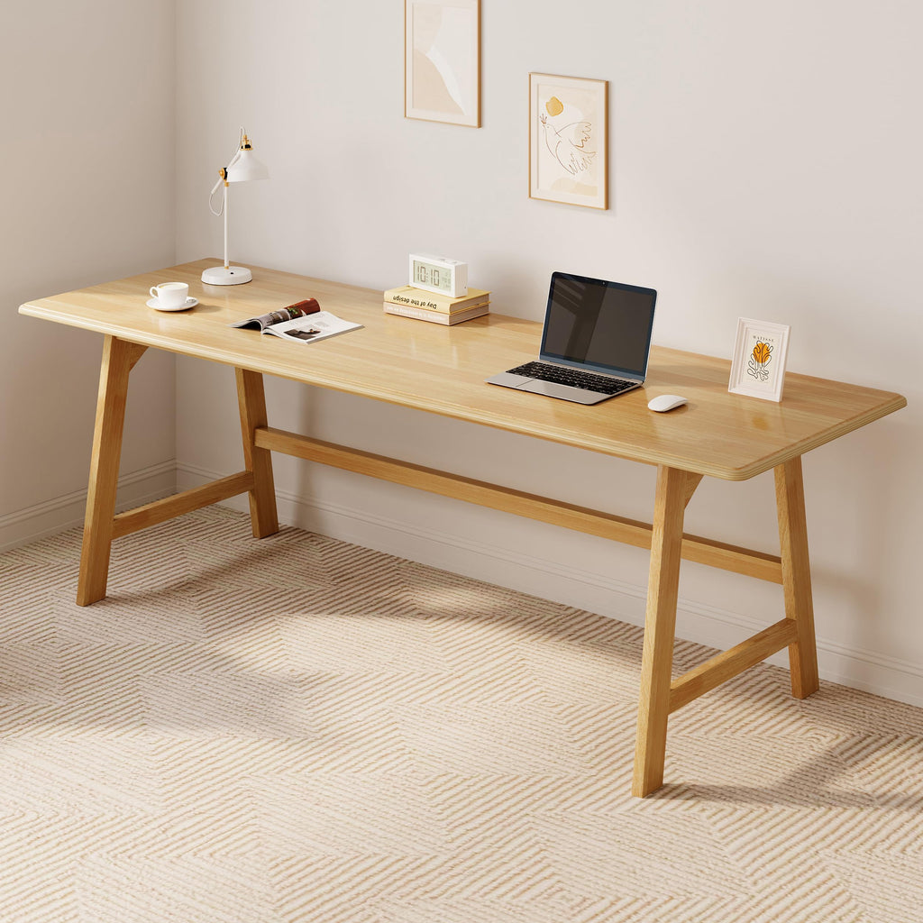 IOTXY Solid Wood Writing Table - 48" W x 24" D Minimalist Computer Desk for Home Office, Work, Study, Creativity, and PC Workstation, White