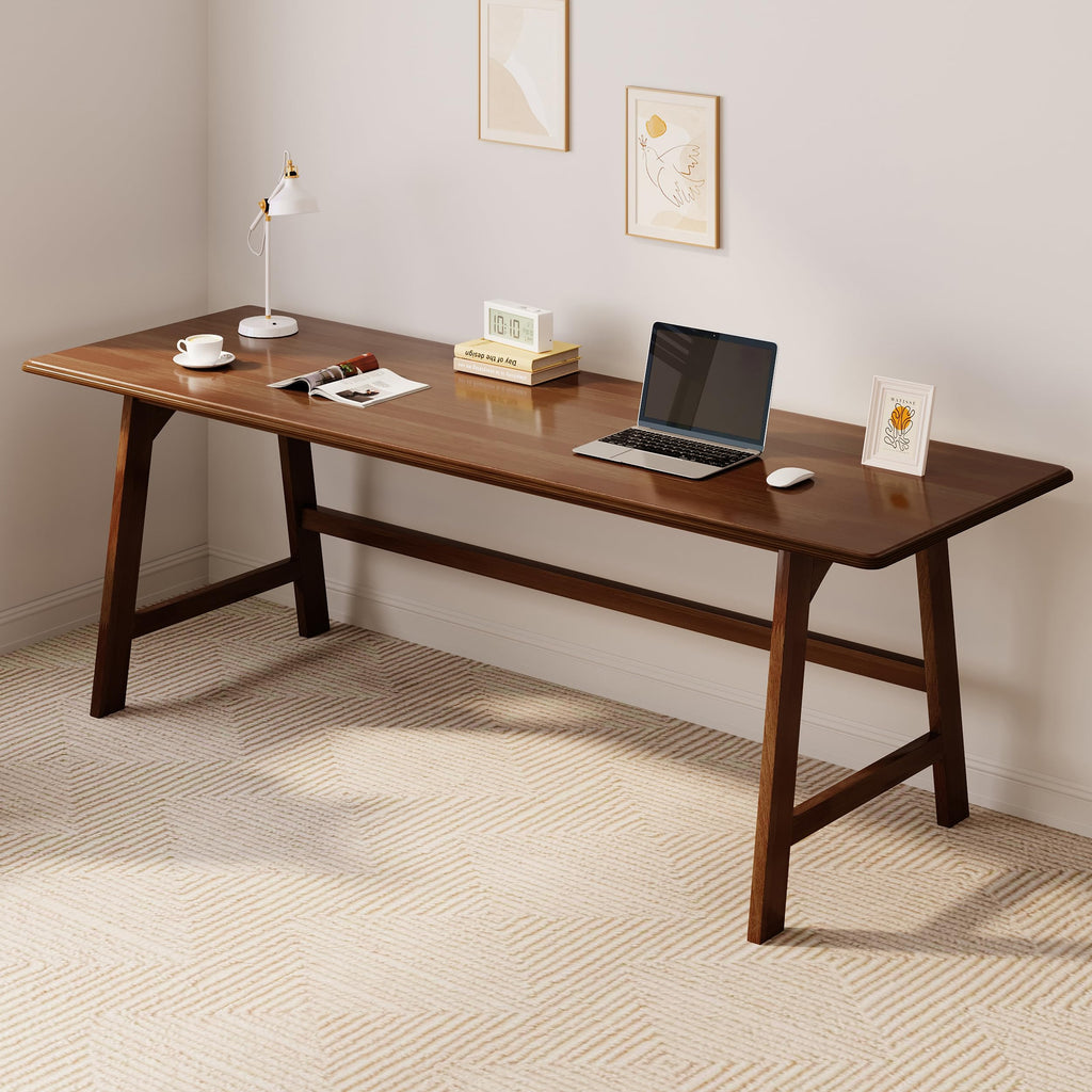 IOTXY Solid Wood Writing Table - 48" W x 24" D Minimalist Computer Desk for Home Office, Work, Study, Creativity, and PC Workstation, White