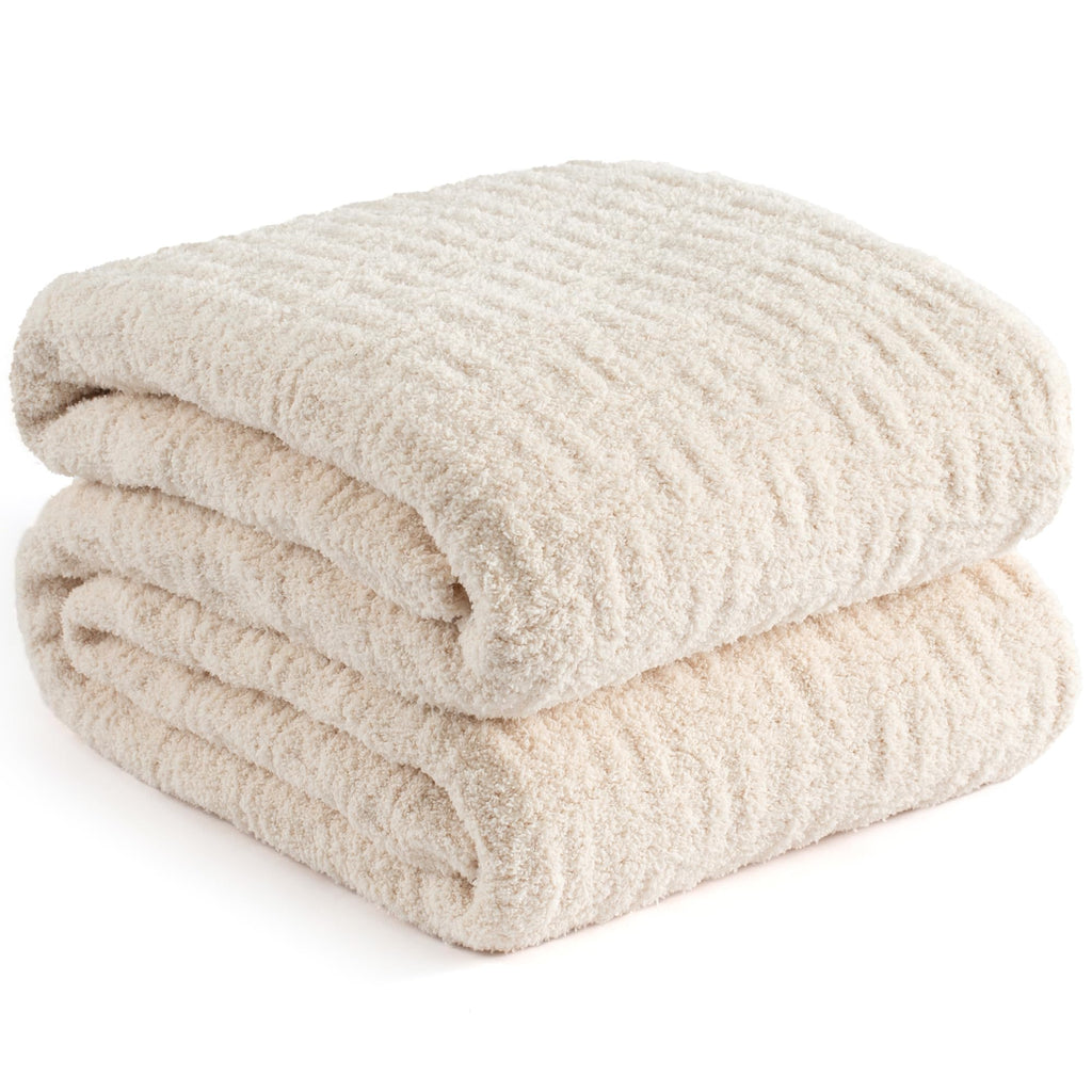 Chunky Knit Blanket Super Soft Cable Fluffy Microfiber Cozy Warm Winter Blankets for Couch Sofa Bed Twin Size 60"X80" Olive Green