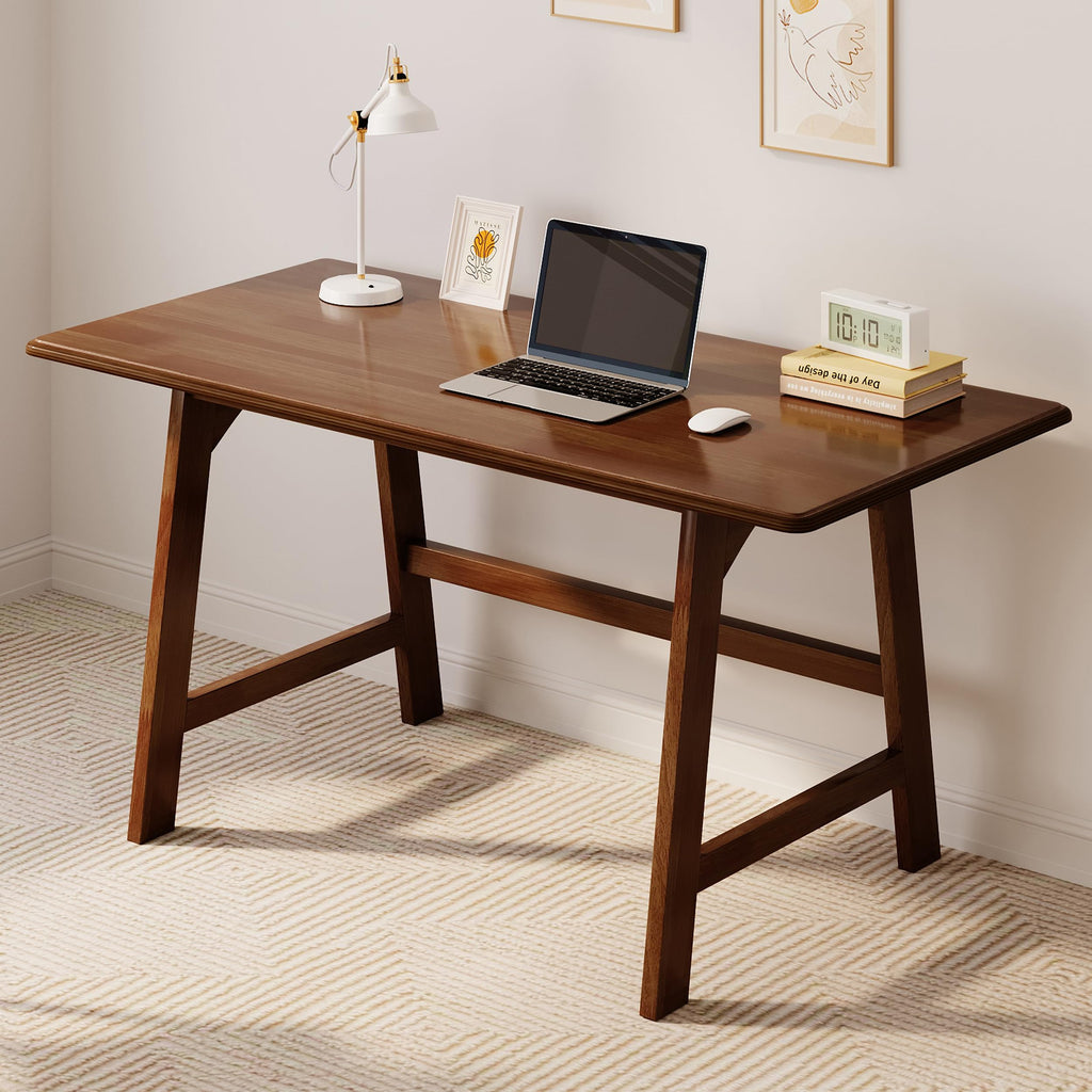 IOTXY Solid Wood Writing Table - 48" W x 24" D Minimalist Computer Desk for Home Office, Work, Study, Creativity, and PC Workstation, White