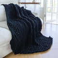 Chunky Knit Blanket - Luxury Soft Cozy 60 * 80 Throw Blanket, 100% Handmade Chenille Yarn Woven Blanket for Couch, Sofa, Home Decor, Gift - Machine Washable (Cream, 60 * 80)