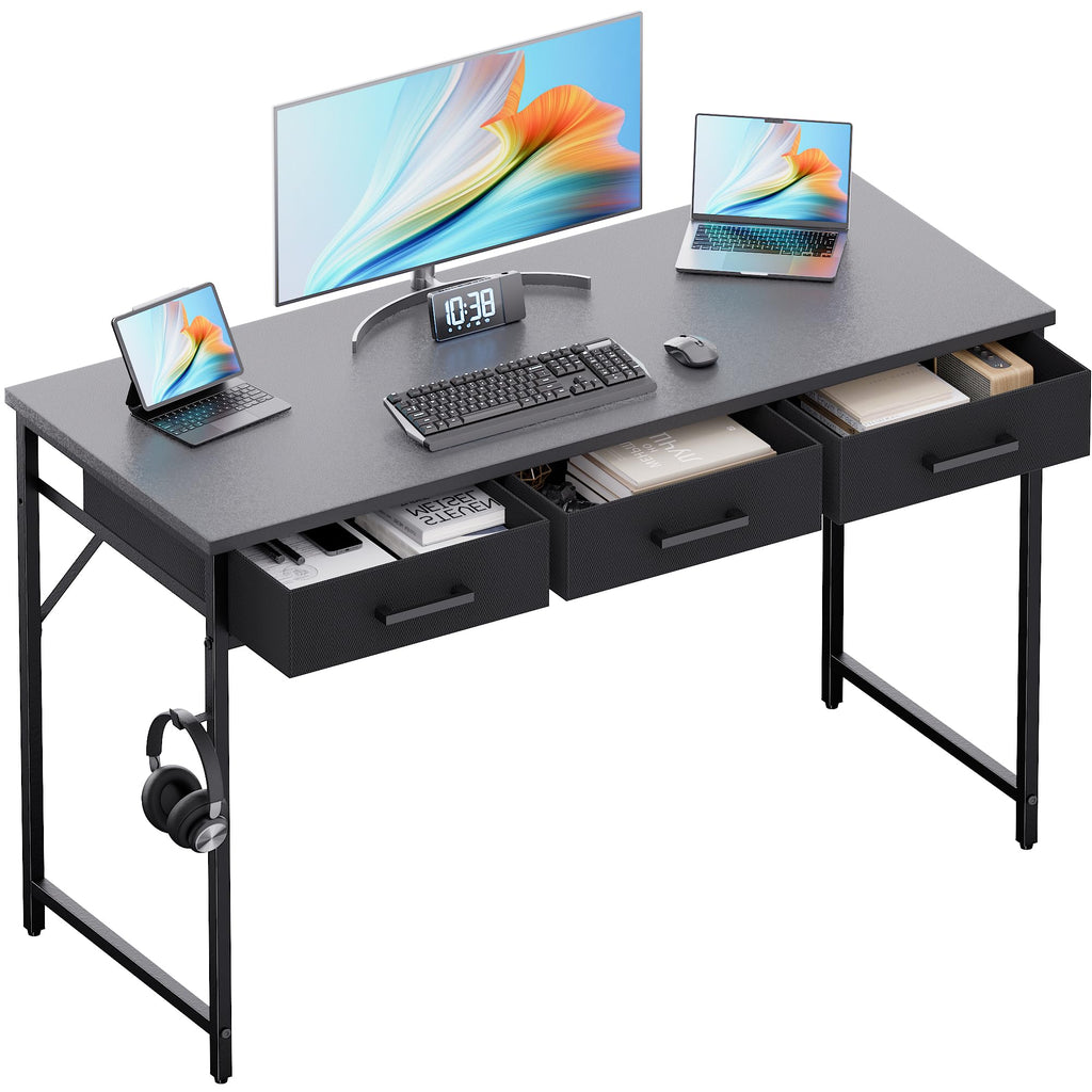 Pamray 32 Inch Small Computer Desk with 2 Drawers for Bedroom Study Writing Home Office Table for Small Spaces Black