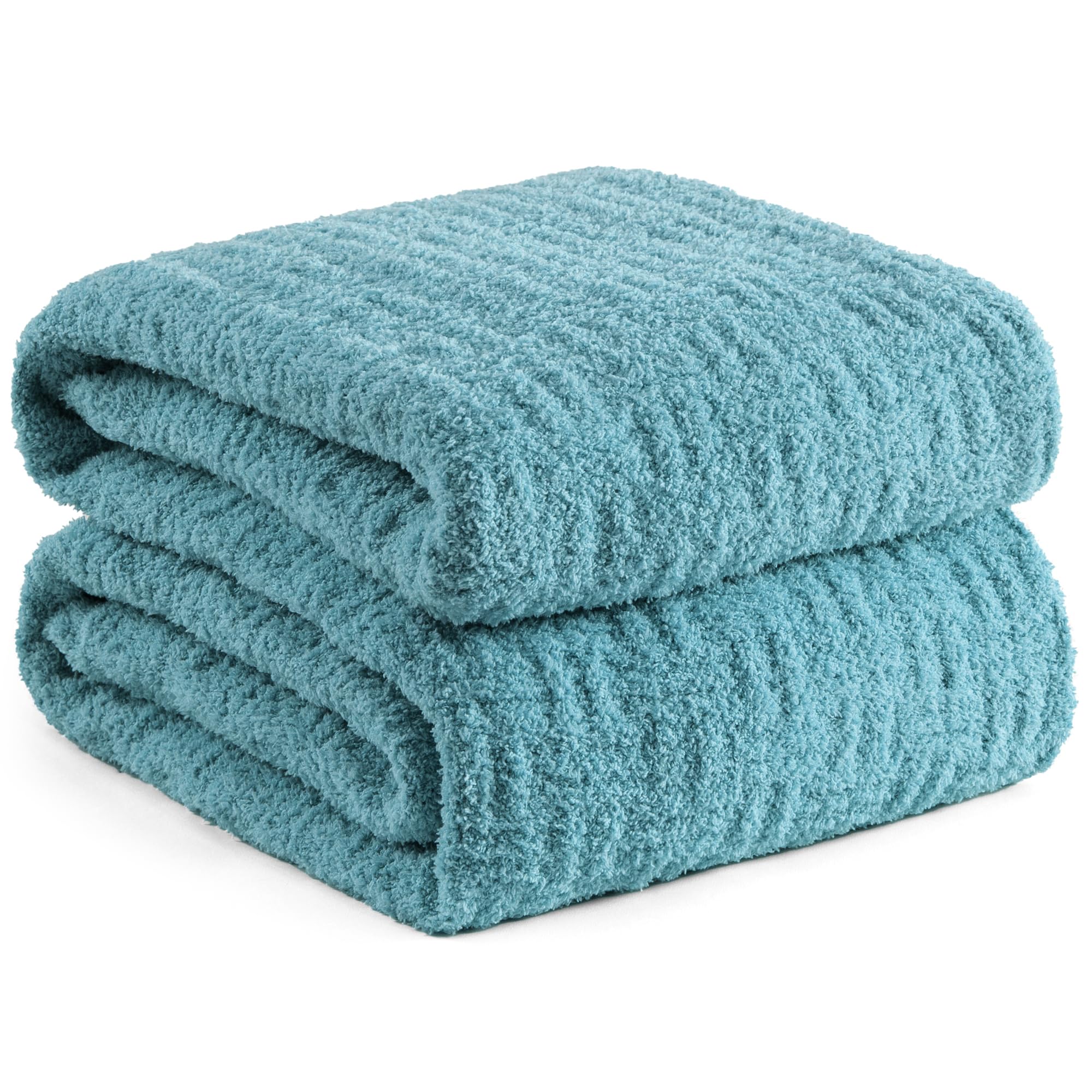 Chunky Knit Blanket Super Soft Cable Fluffy Microfiber Cozy Warm Winter Blankets for Couch Sofa Bed Twin Size 60"X80" Olive Green