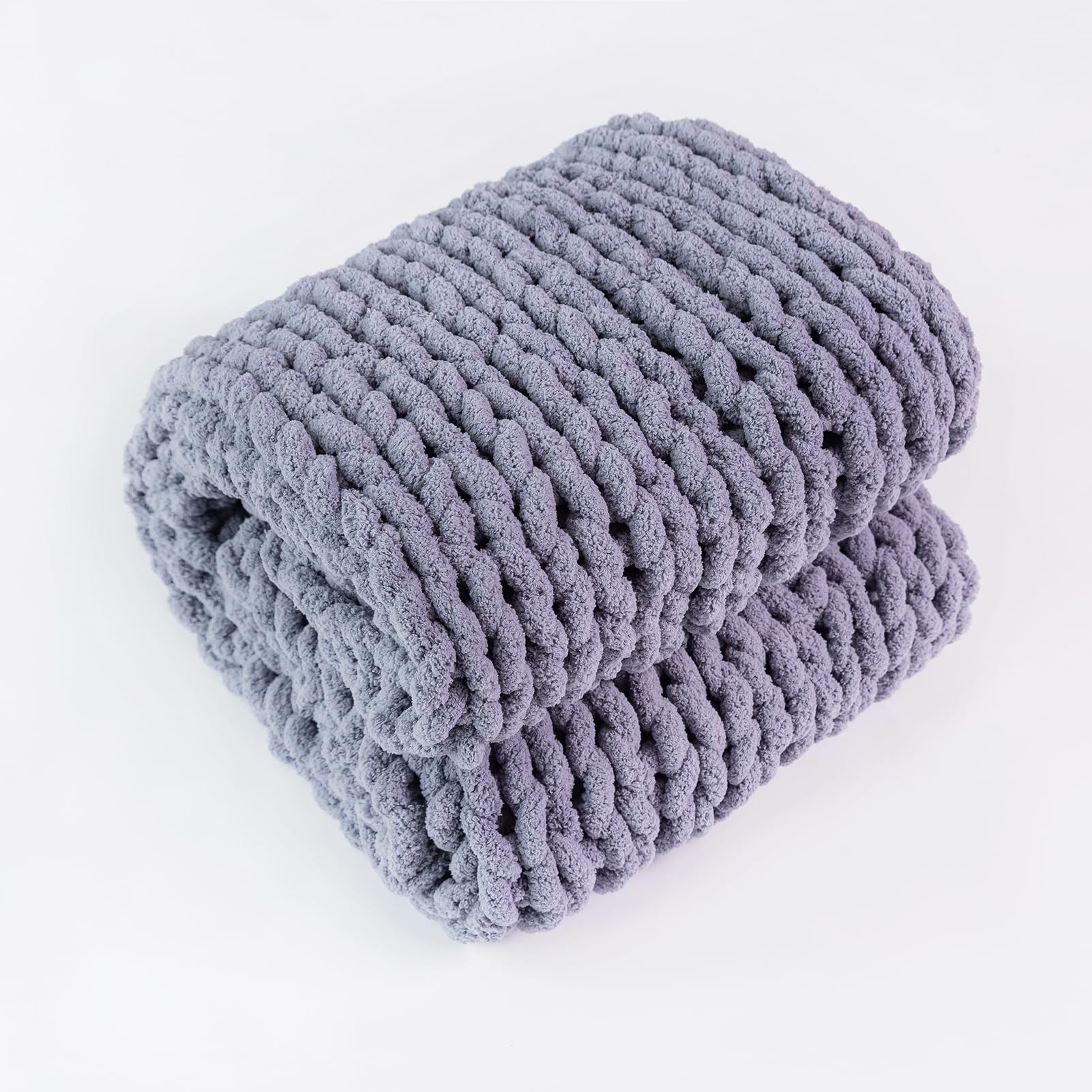 Chunky Knit Blanket - Luxury Soft Cozy 60 * 80 Throw Blanket, 100% Handmade Chenille Yarn Woven Blanket for Couch, Sofa, Home Decor, Gift - Machine Washable (Cream, 60 * 80)