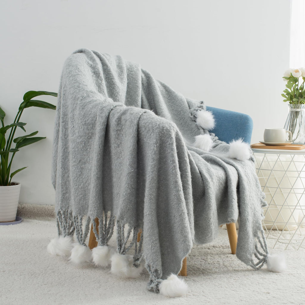 Chunky Knit Blanket Super Soft Cable Fluffy Microfiber Cozy Warm Winter Blankets for Couch Sofa Bed Twin Size 60"X80" Olive Green
