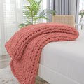 40×60" Beige Hand Knit Jumbo Chenille Chunky Knit Throw Blanket for Sofa & Bed