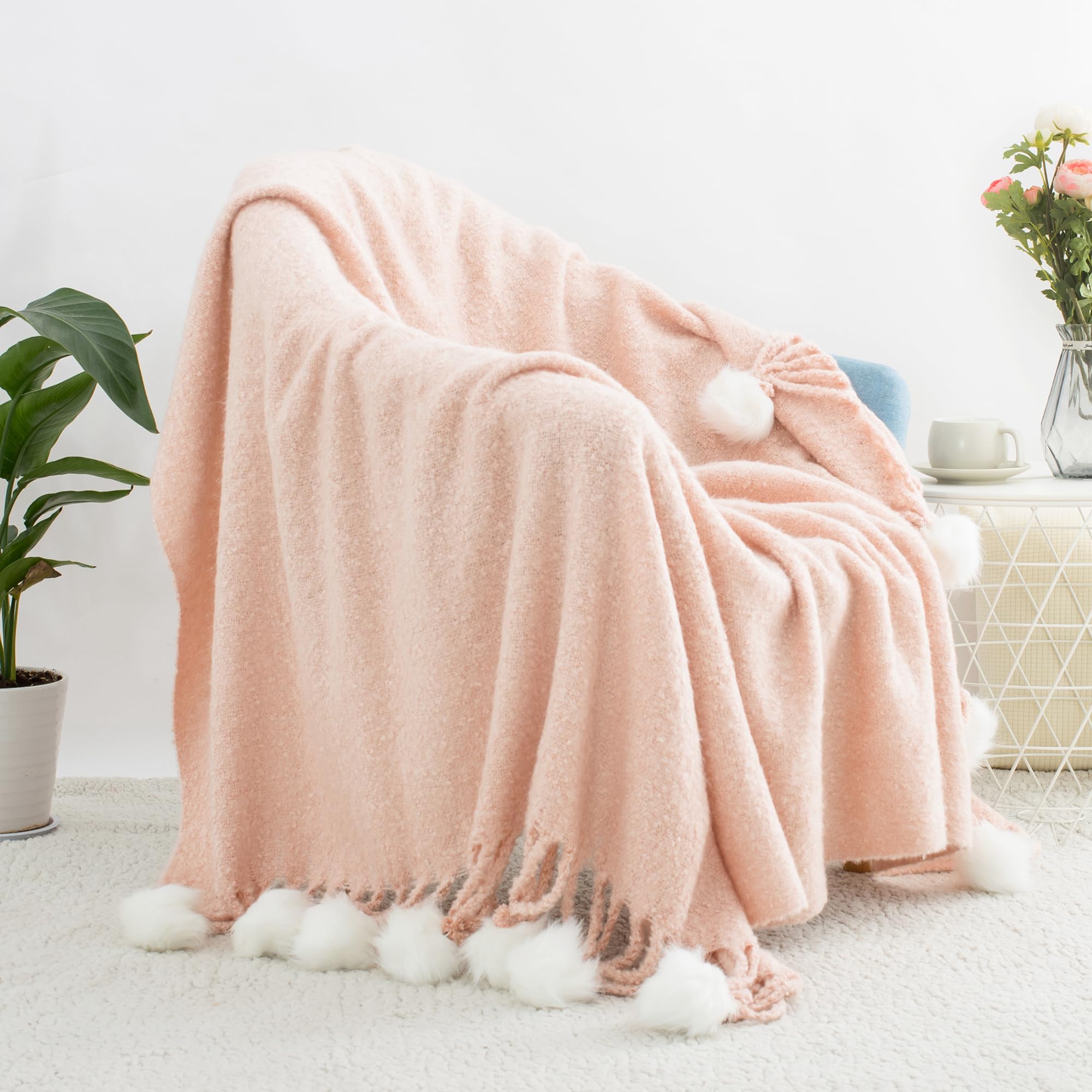 Chunky Knit Blanket Super Soft Cable Fluffy Microfiber Cozy Warm Winter Blankets for Couch Sofa Bed Twin Size 60"X80" Olive Green
