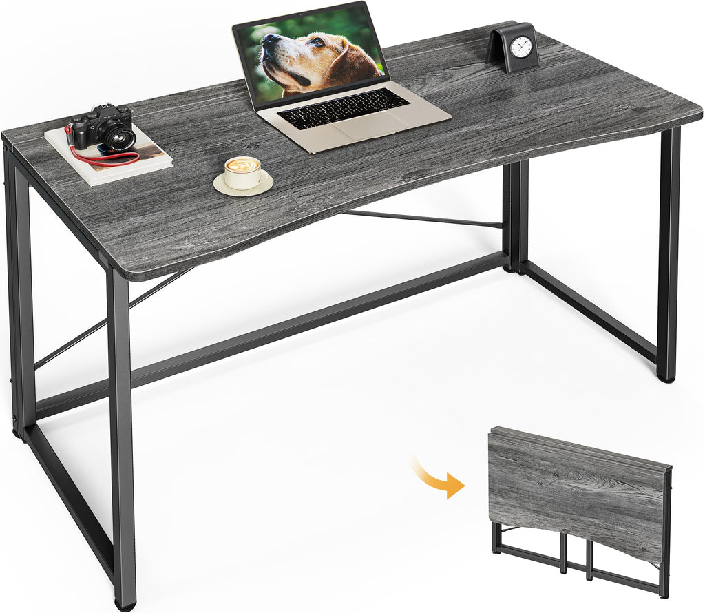 Huuger Folding Desk for Small Spaces, 31.5 Inch Foldable Computer Table, for Home Office, Study, Bedroom, Dorm, Space Saving, Small Writing Work Office Computer Desk, Easy to Fold, Rustic Brown