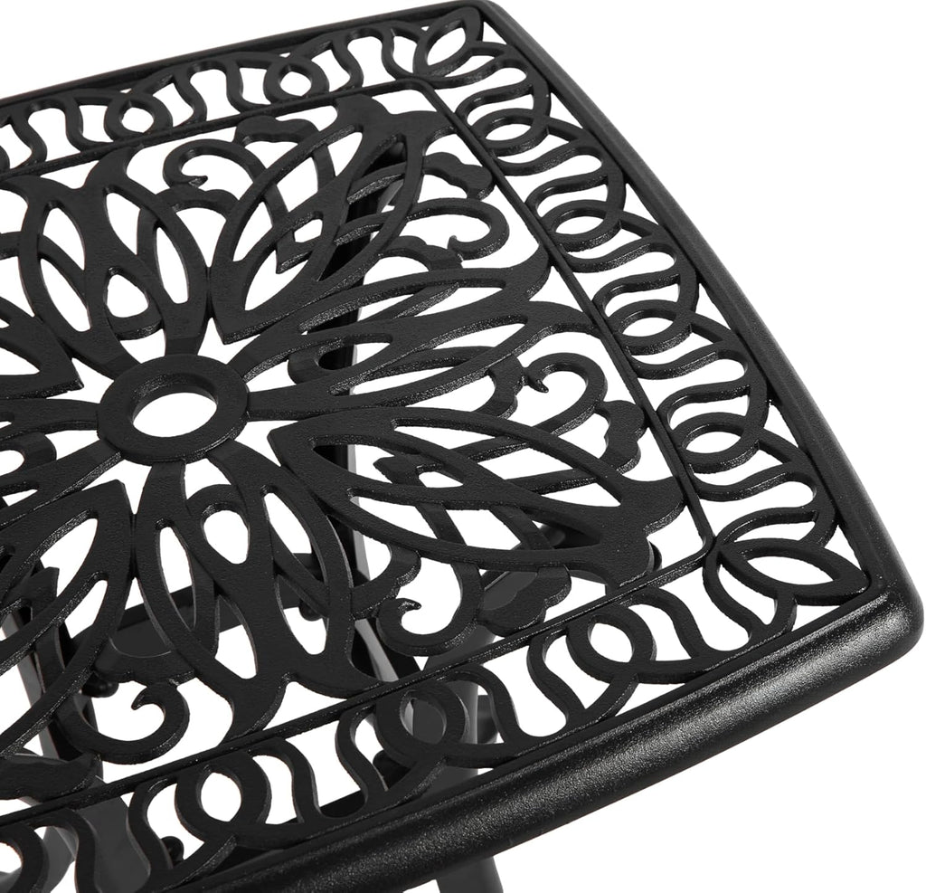 Black 3-Piece Rustproof Cast Aluminum Patio Bistro Set with Round Table & 2 Chairs