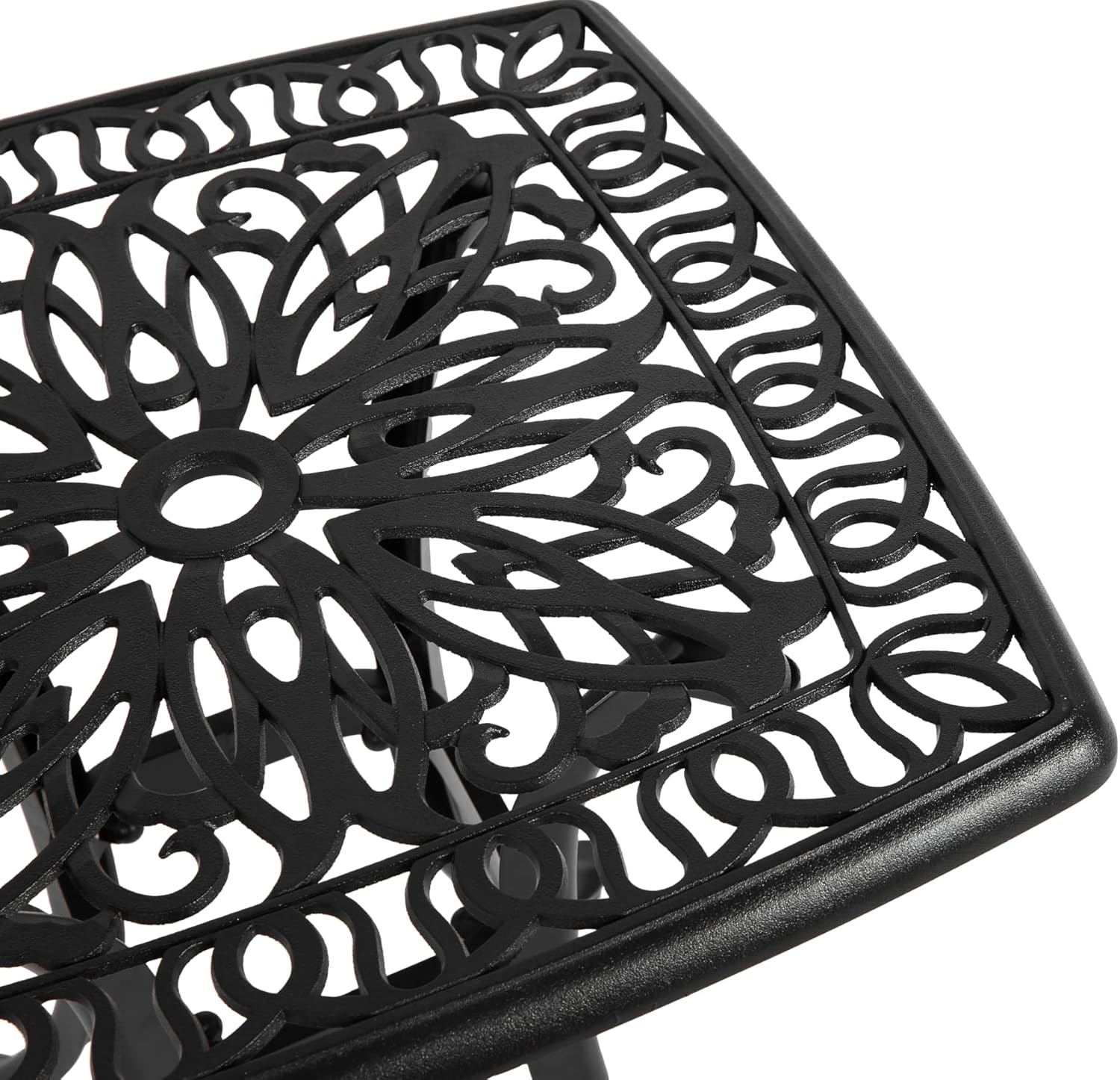 Black 3-Piece Rustproof Cast Aluminum Patio Bistro Set with Round Table & 2 Chairs