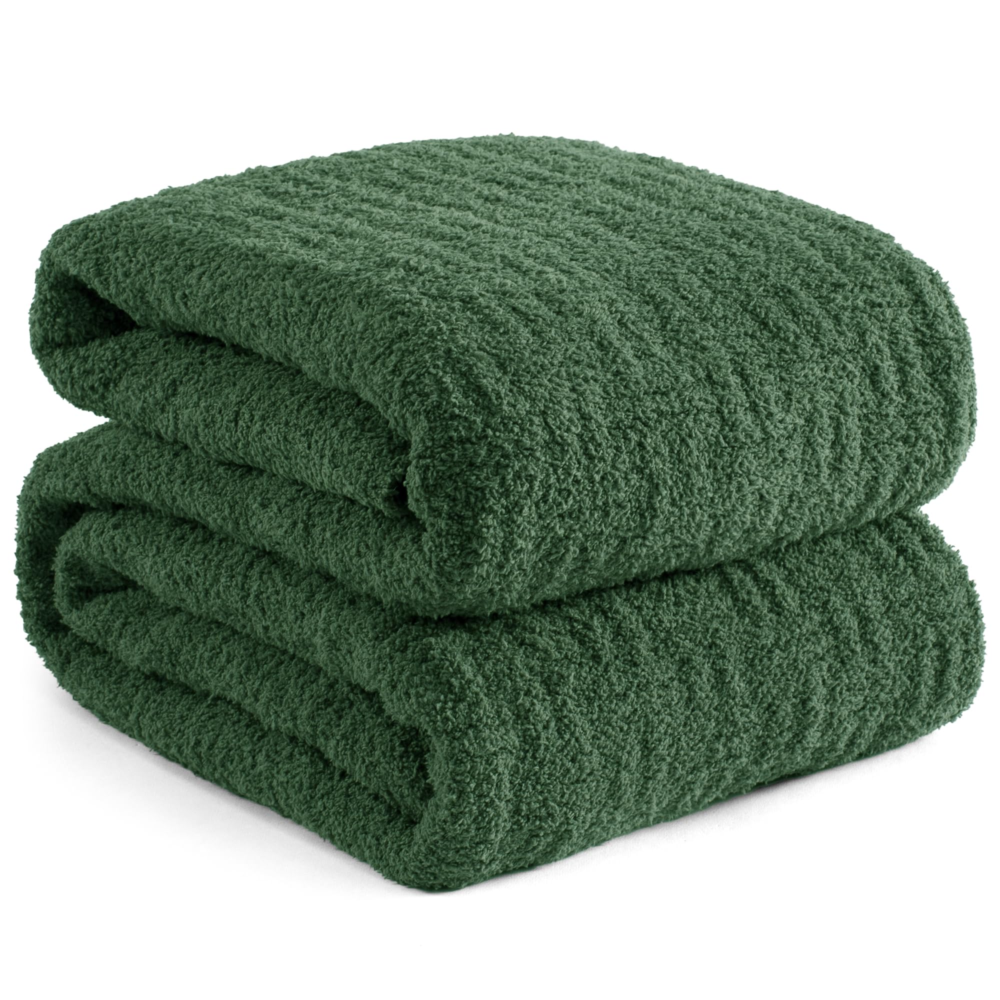 Chunky Knit Blanket Super Soft Cable Fluffy Microfiber Cozy Warm Winter Blankets for Couch Sofa Bed Twin Size 60"X80" Olive Green