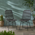 Merax Patio Dining Chairs Set of 2, Outdoor Rattan Dining Chairs for Garden, Poolside, Backyard, Balcony,Light Brown