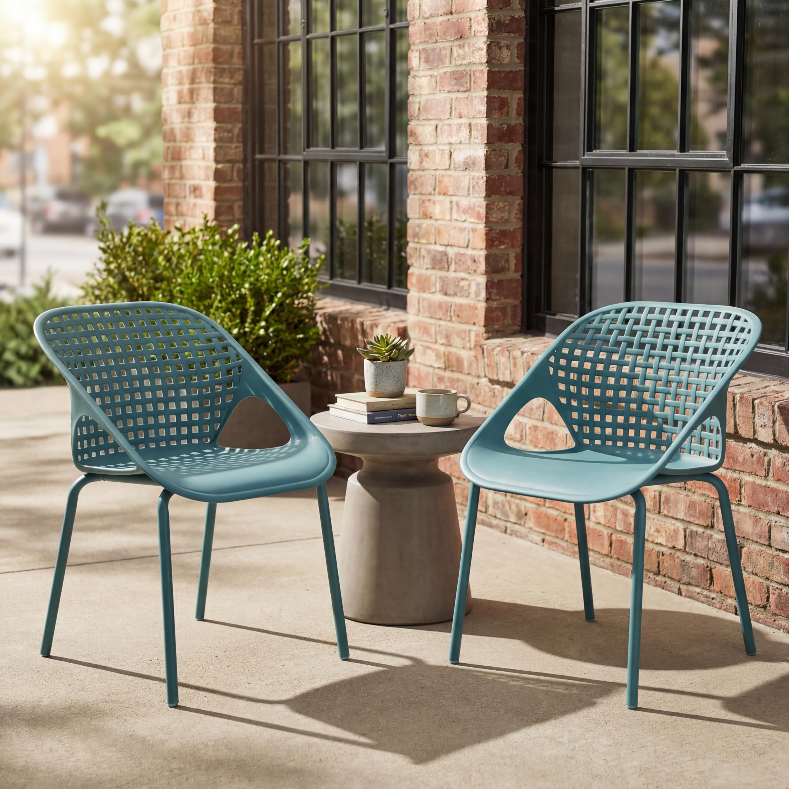 Merax Patio Dining Chairs Set of 2, Outdoor Rattan Dining Chairs for Garden, Poolside, Backyard, Balcony,Light Brown