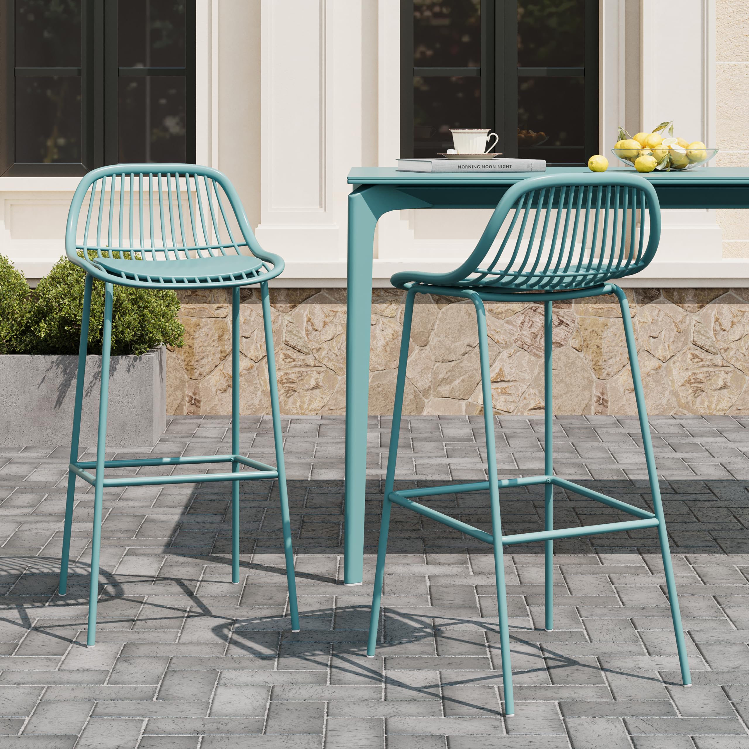 Merax Patio Dining Chairs Set of 2, Outdoor Rattan Dining Chairs for Garden, Poolside, Backyard, Balcony,Light Brown