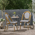 Merax French Bistro Outdoor Chairs Set of 2, Wicker Rattan Patio Dining Chairs with Aluminum Frame, Cafe Style Seating for Balcony, Patio, Gray